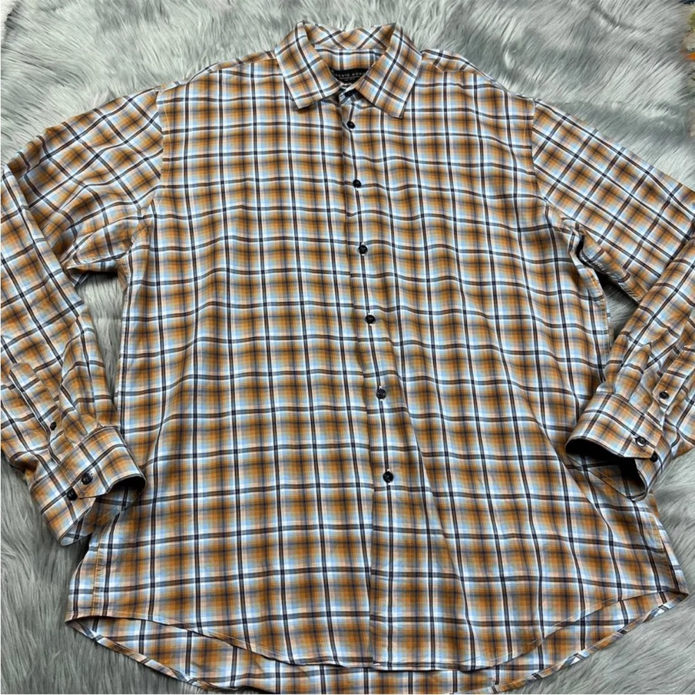 Pronto Uomo Mens Plaid Long Sleeve Button Up Shirt Size XXL